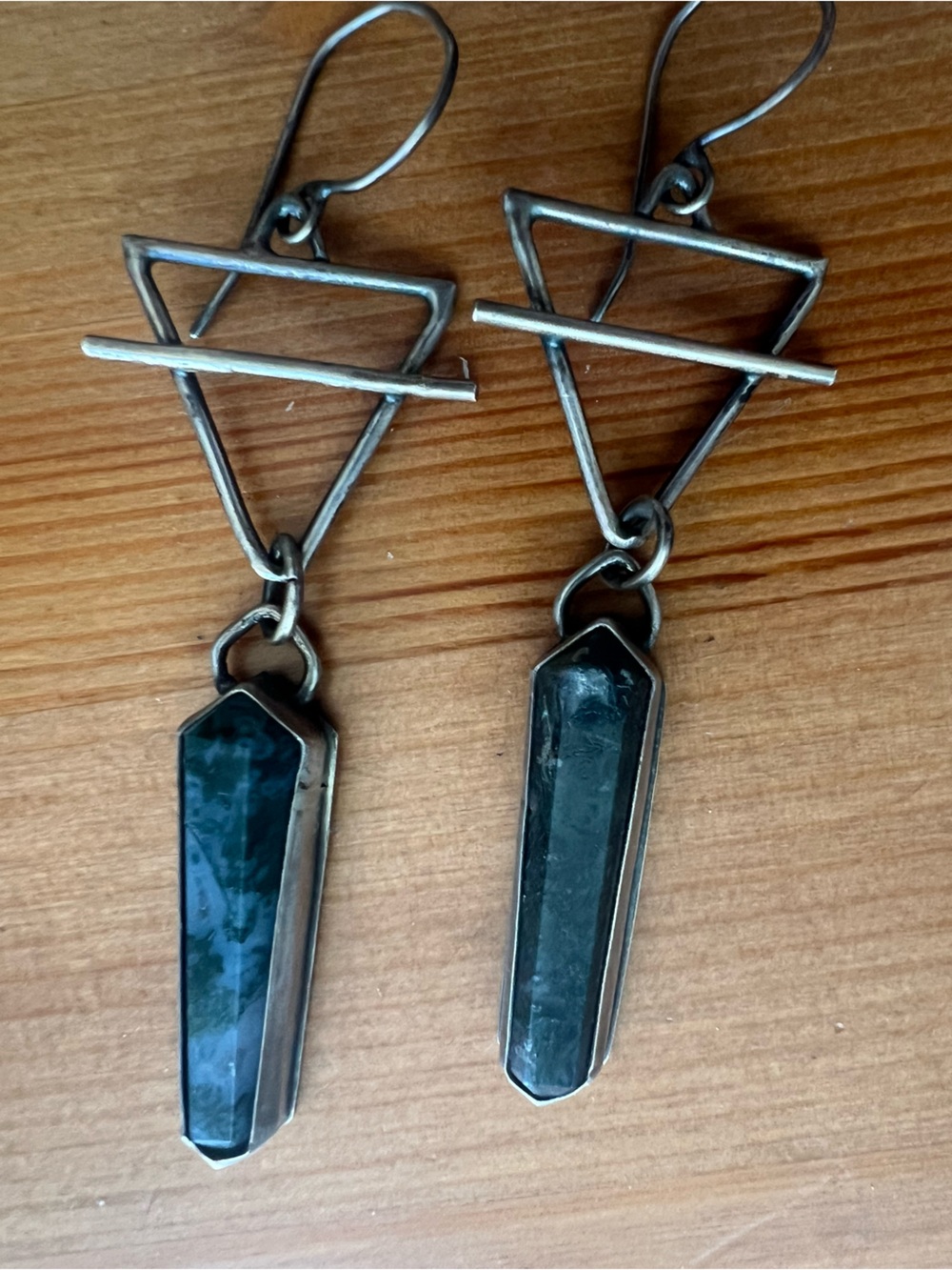 Sterling Silver Moss Agate Drop Earth Earrings 🌿